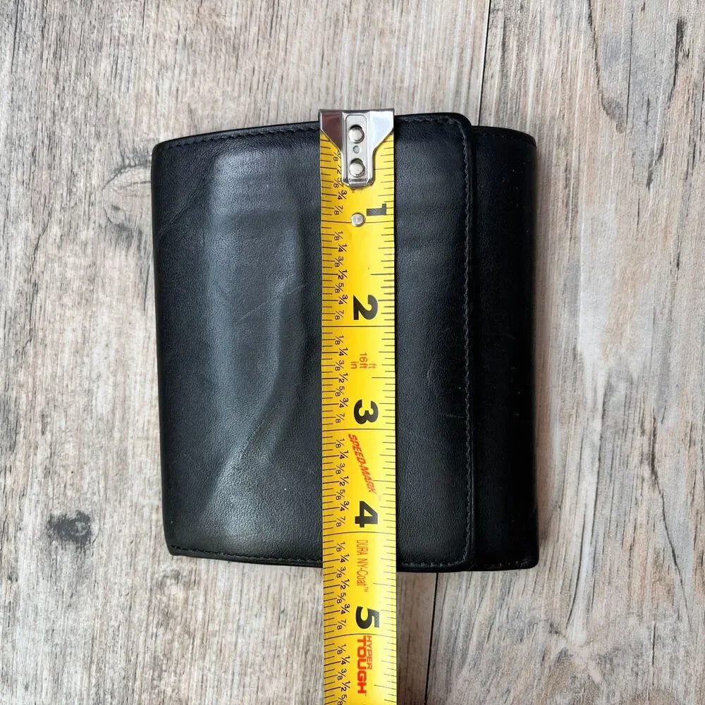 Boulden Ridge Leather Trifold Wallet Black ID Window Classic Slim Vintage Soft
